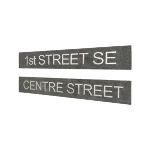 Basalt Stone Sign with CNC-Cut Metal Letters Basalt Stone Sign with CNC-Cut Metal Letters