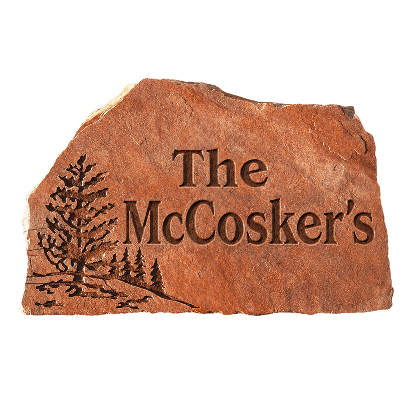 Engraved Red Flagstone Sign