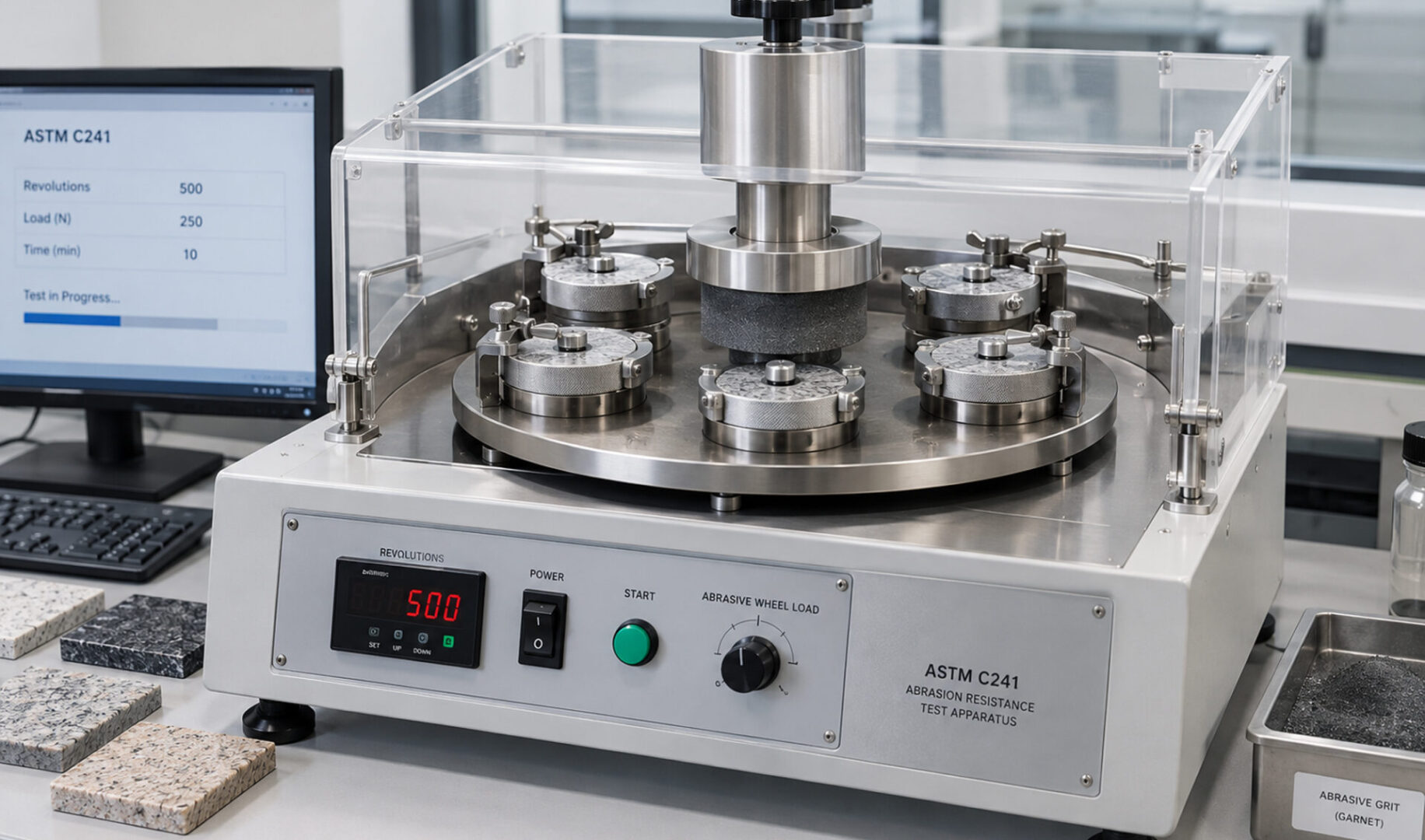 ASTM C241 abrasion resistance test apparatus